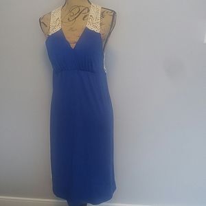 New Royal blue and white cotton dress
